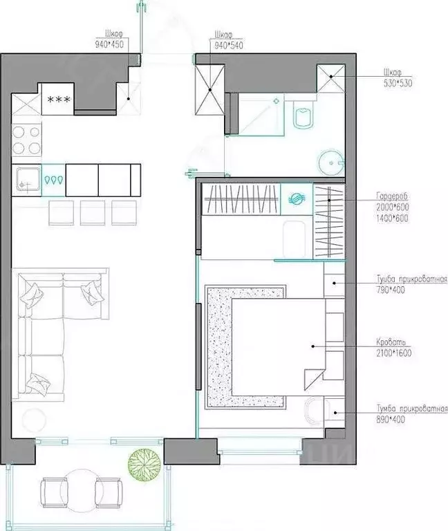 1-к кв. Краснодарский край, Сочи Светлана мкр, ул. Депутатская, 10Дк1 ... - Фото 2