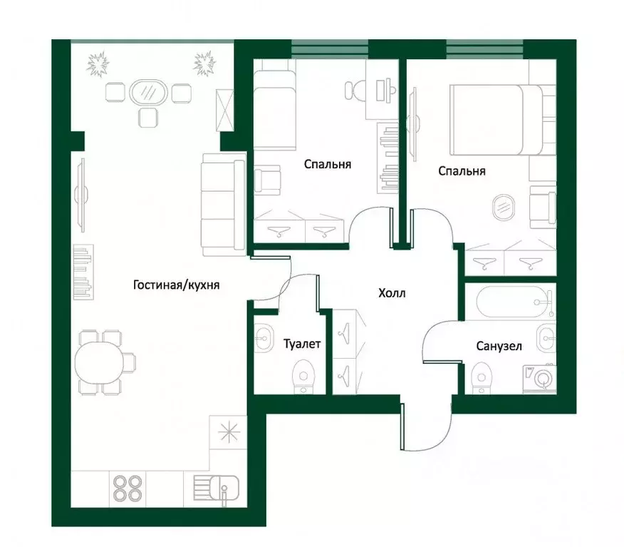 2-к кв. Ханты-Мансийский АО, Ханты-Мансийск ул. Гагарина, 202к1 (67.76 ... - Фото 1