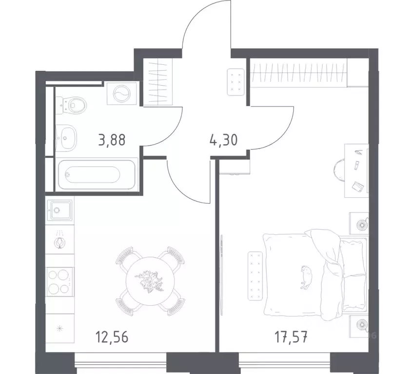1-к кв. Московская область, Домодедово городской округ, с. Ям ул. ... - Фото 1