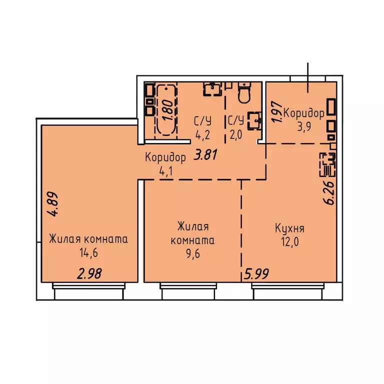 2-комнатная квартира: Иркутск, Култукская улица, 16 (50.4 м) - Фото 0