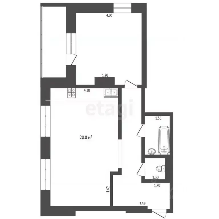1-к кв. Тюменская область, Тюмень ул. Николая Зелинского, 3 (49.0 м) - Фото 2
