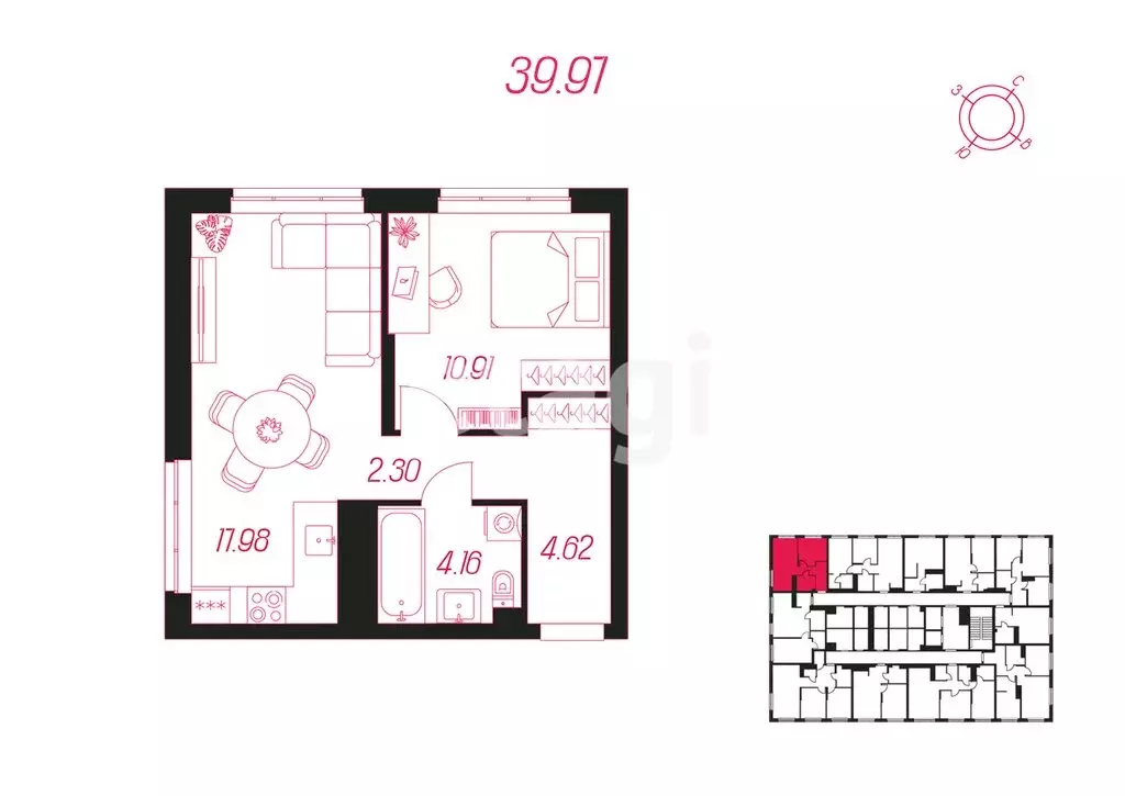 2-комнатная квартира: Тула, улица Хворостухина, 21 (39.97 м) - Фото 0