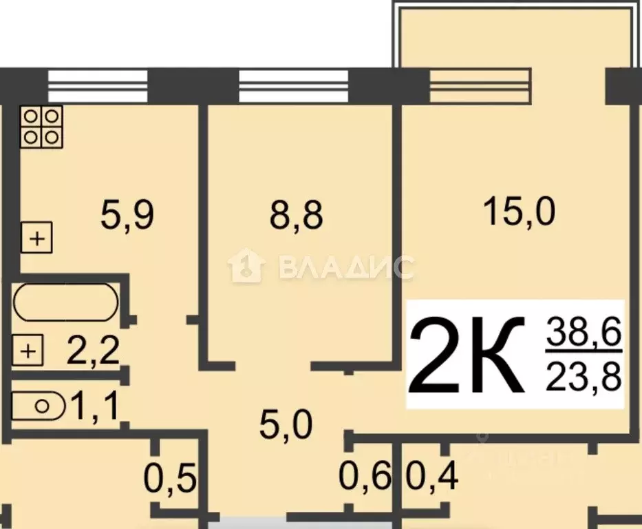 2-к кв. Нижегородская область, Нижний Новгород ул. Маршала Жукова, 14 ... - Фото 2