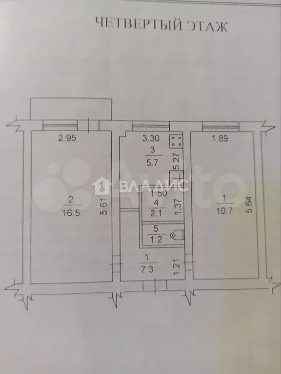 2-к. квартира, 43,5 м, 4/5 эт. - Фото 0
