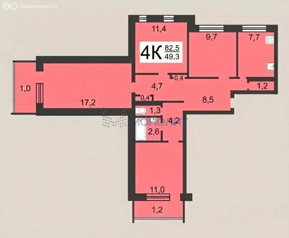 4-комнатная квартира: Дзержинск, проспект Циолковского, 102А (80.3 м) - Фото 1