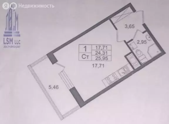 Квартира-студия: Кудрово, Столичная улица, 4к4 (24 м) - Фото 1