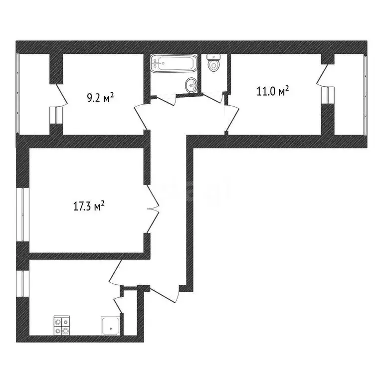 3-комнатная квартира: Обнинск, проспект Маркса, 88 (59.9 м) - Фото 1