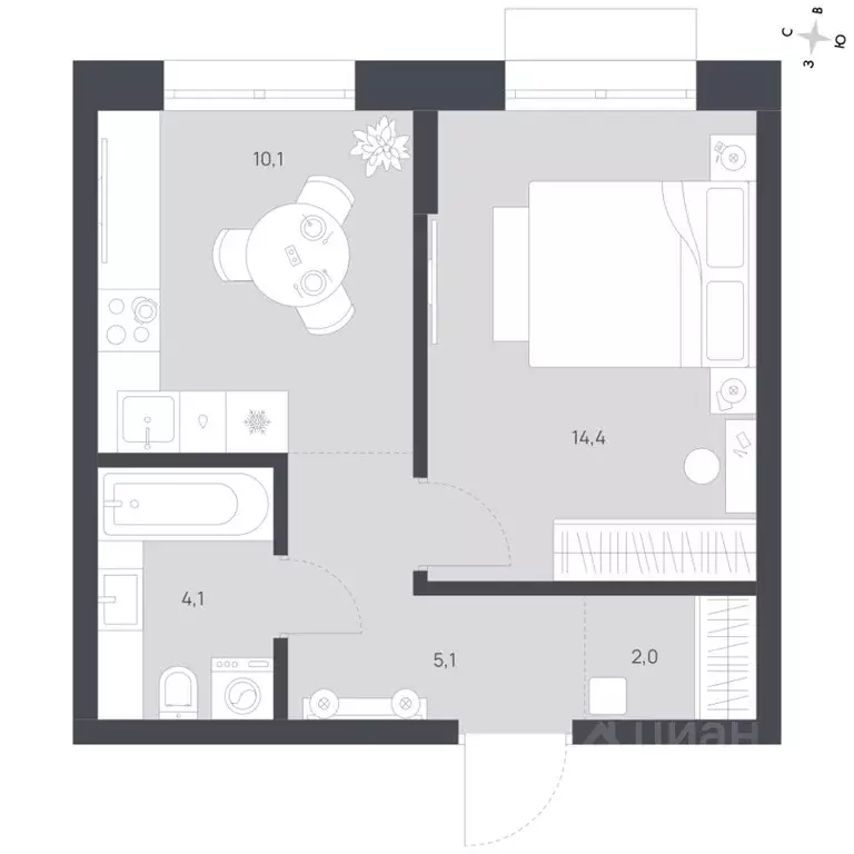 1-к кв. Амурская область, Благовещенск  (35.7 м) - Фото 2