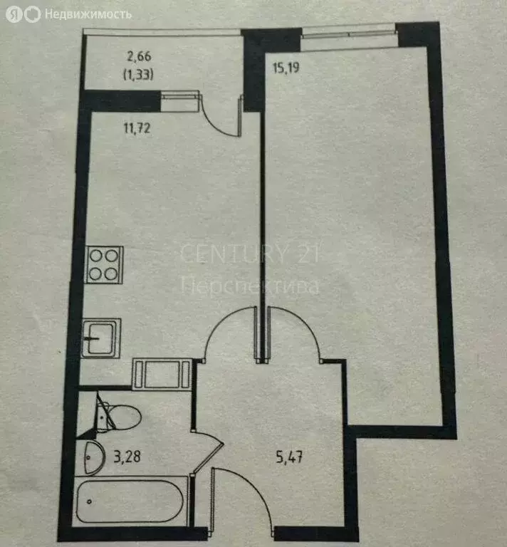 1-комнатная квартира: Мирный, улица Академика Северина, 11/1 (38 м) - Фото 1