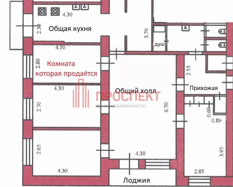 Комната Пензенская область, Пенза Медицинская ул., 14А (12.0 м) - Фото 1