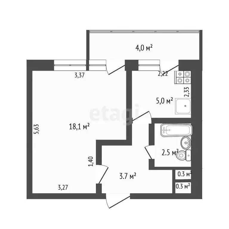 1-комнатная квартира: Саки, улица Ивановой, 5 (30.5 м) - Фото 1