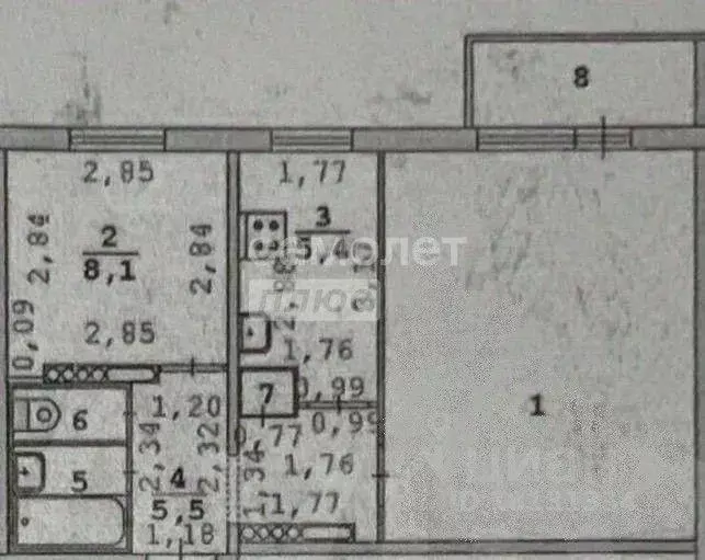 Квартира, 2 комнаты, 42.9 м - Фото 1