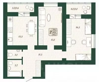 2-к кв. Самарская область, Волжский район, Смышляевка городское ... - Фото 1
