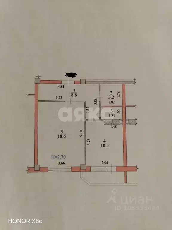 1-к кв. Волгоградская область, Волгоград ул. имени Хорошева, 16 (44.0 ... - Фото 2