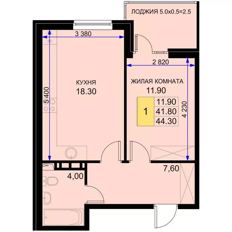 1-комнатная квартира: Краснодарский край, Динской район, ... - Фото 1