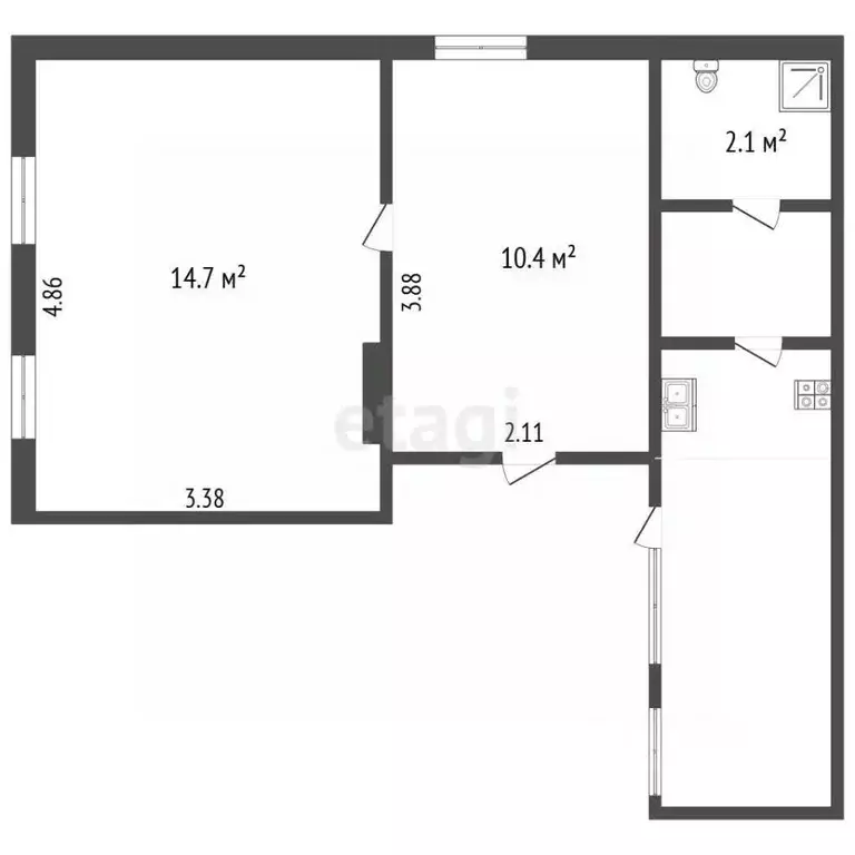 2-к кв. Ставропольский край, Пятигорск Октябрьская ул. (35.0 м) - Фото 2