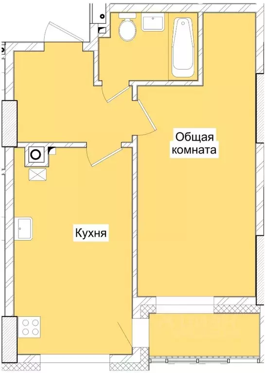 1-к кв. Саха (Якутия), Якутск ул. Три Сосны, 1 (47.19 м) - Фото 0