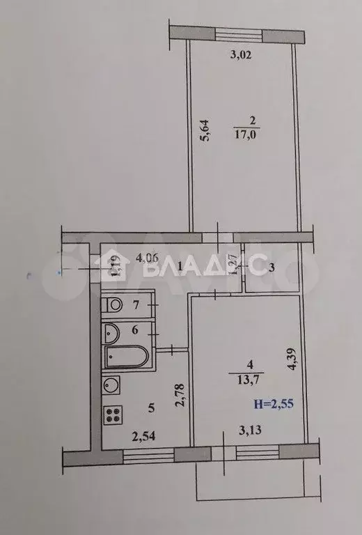 2-к. квартира, 48,8 м, 5/5 эт. - Фото 0