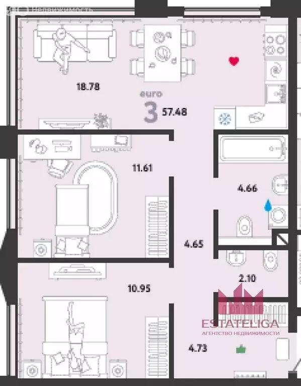 3-комнатная квартира: Москва, улица Мустая Карима, 12 (57.1 м) - Фото 1