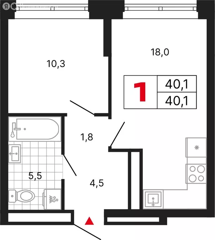 1-комнатная квартира: Москва, ЖК Бестселлер (40.1 м) - Фото 1
