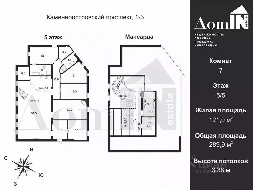 6-к кв. Санкт-Петербург Каменноостровский просп., 1-3 (289.9 м) - Фото 1