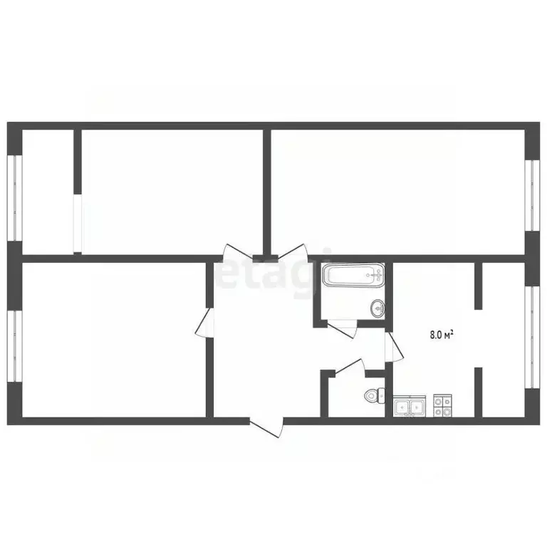 3-к кв. Севастополь ул. Генерала Лебедя, 2 (65.8 м) - Фото 2