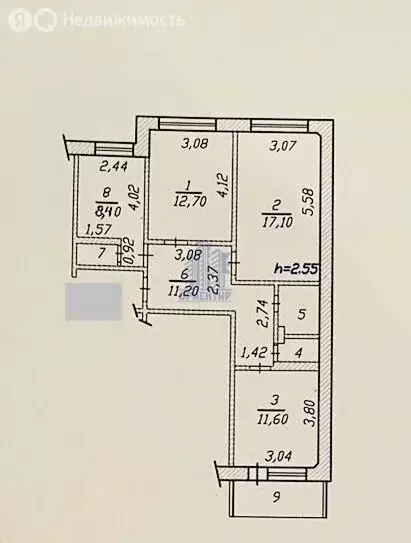 3-комнатная квартира: Чебоксары, улица Лебедева, 25 (65.6 м) - Фото 1