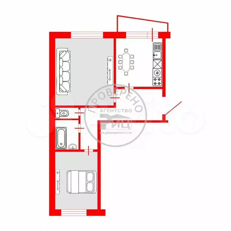 2-к. квартира, 57 м, 1/9 эт. - Фото 0