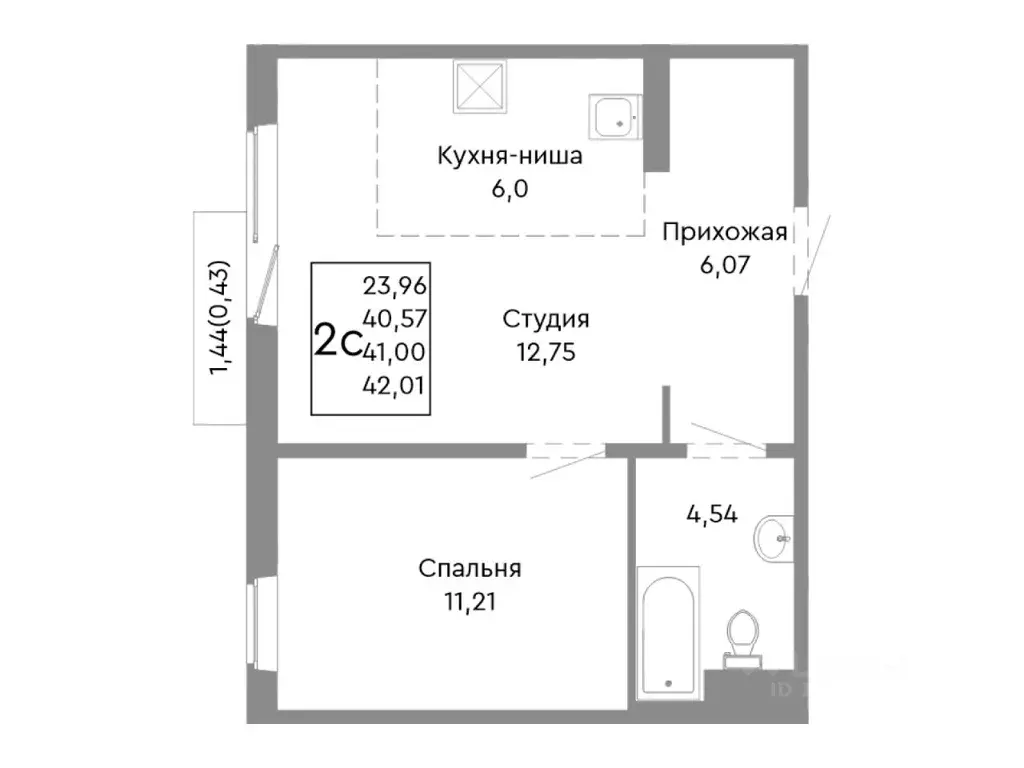 2-к кв. Челябинская область, Челябинск Нефтебазовая ул. (41.0 м) - Фото 1