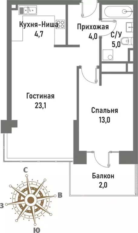 2-к кв. Москва ул. Матросская Тишина, 12 (52.9 м) - Фото 0