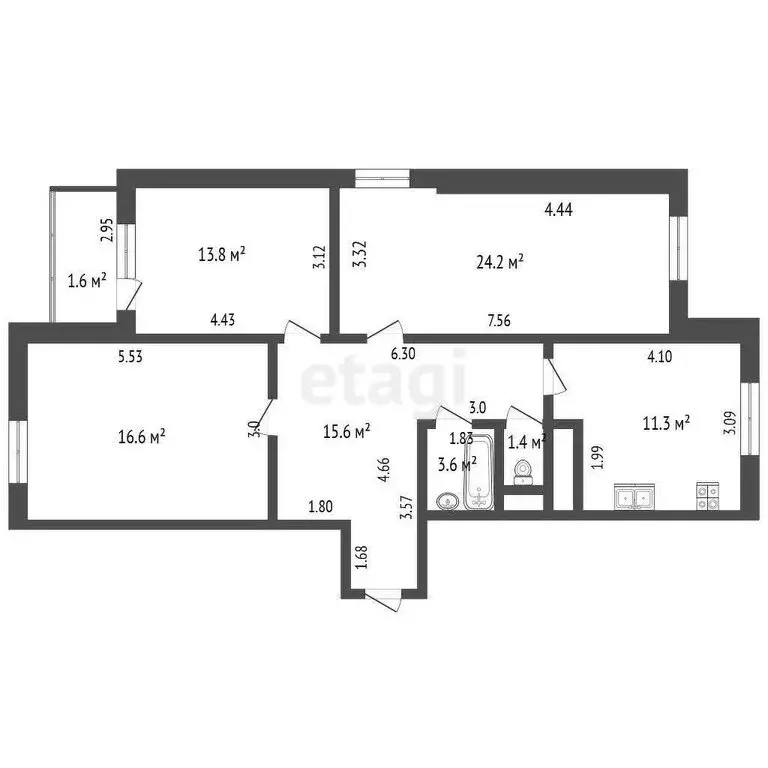3-комнатная квартира: Одинцово, улица Маршала Жукова, 23к1 (89.5 м) - Фото 0