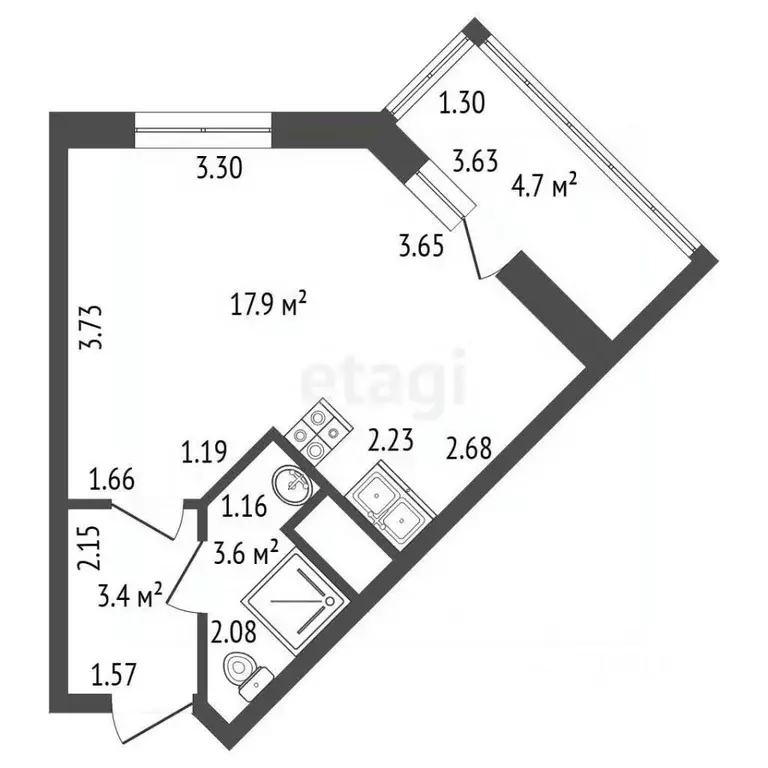 Студия Санкт-Петербург ул. Плесецкая, 10 (25.0 м) - Фото 1