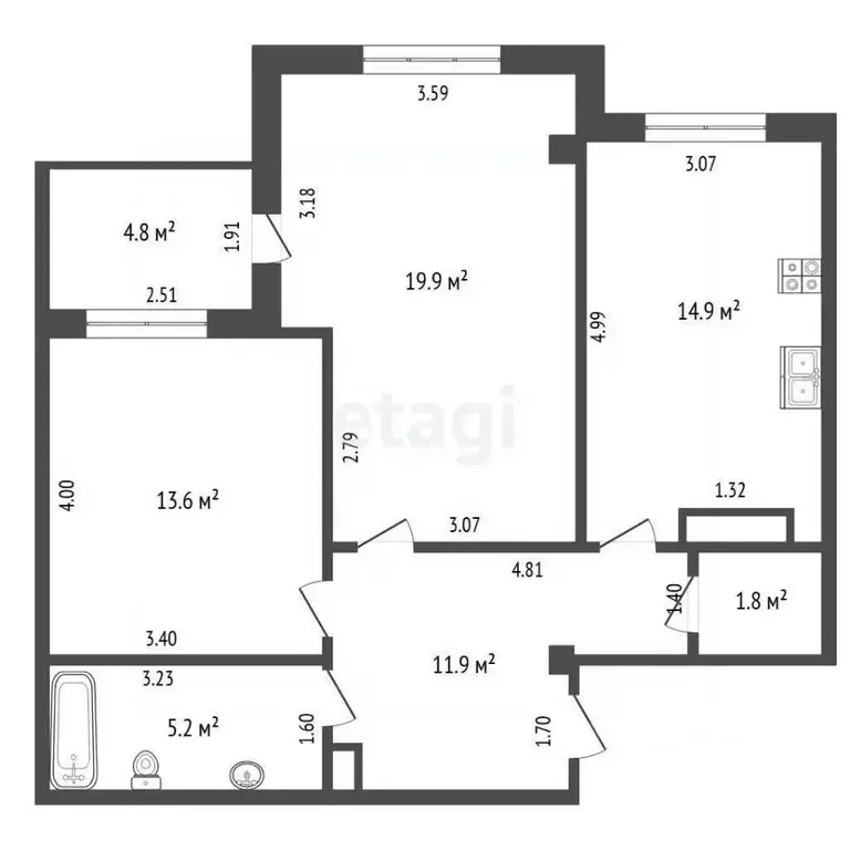 2-к кв. Саха (Якутия), Якутск ул. Лермонтова, 42 (66.6 м) - Фото 2