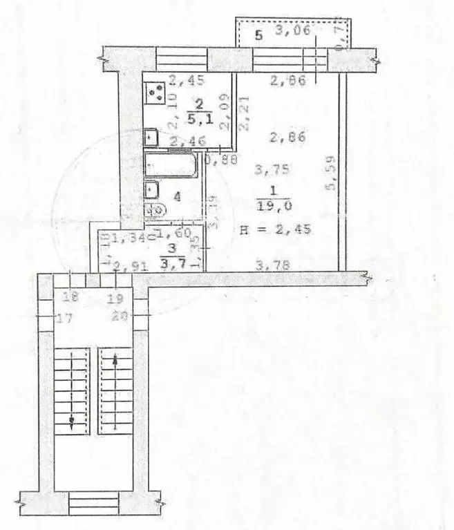 1-к. квартира, 30,8 м, 5/5 эт. - Фото 0