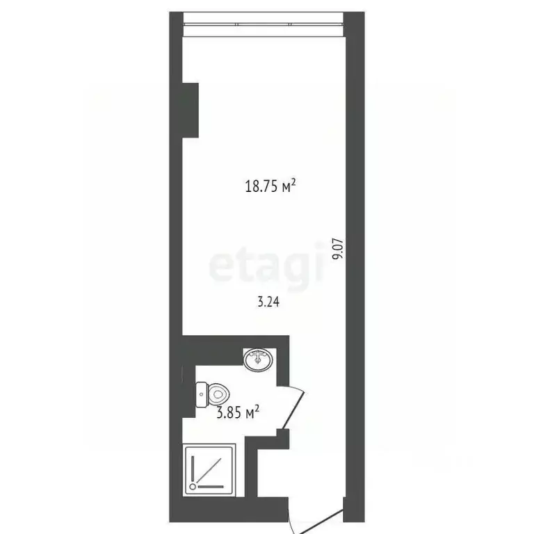 Студия Ростовская область, Ростов-на-Дону ул. Герасименко, 17/1 (27.3 ... - Фото 2