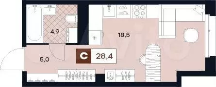 Квартира-студия, 28,4 м, 3/29 эт. - Фото 0