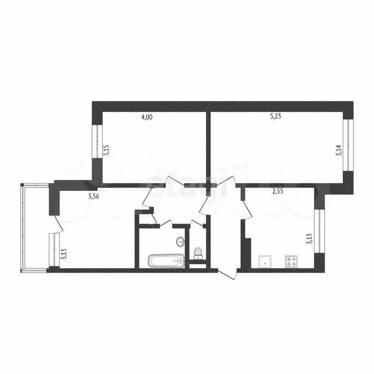 3-к. квартира, 57,8 м, 5/10 эт. - Фото 0