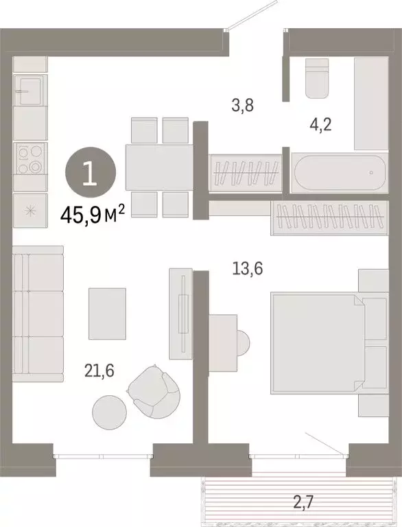 1-комнатная квартира: Екатеринбург, улица Советских Женщин (45.8 м) - Фото 0