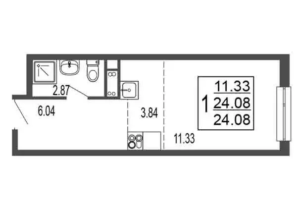 Квартира-студия: Лыткарино, 6-й микрорайон, 15Д (24.08 м) - Фото 0