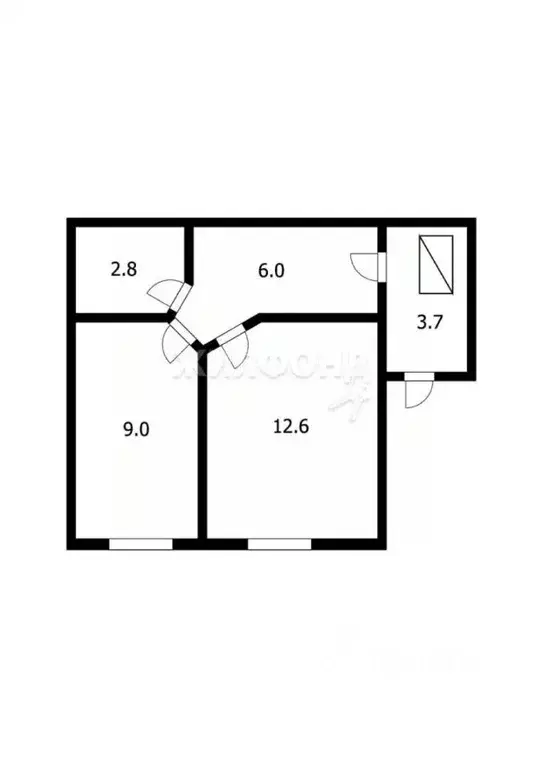 1-к кв. Кемеровская область, Таштагол Кислородная ул., 20 (34.1 м) - Фото 1