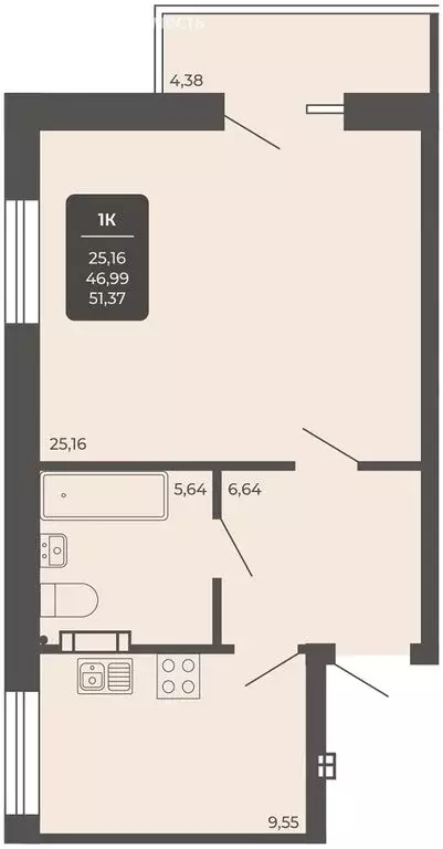 Офис (50.7 м) - Фото 2