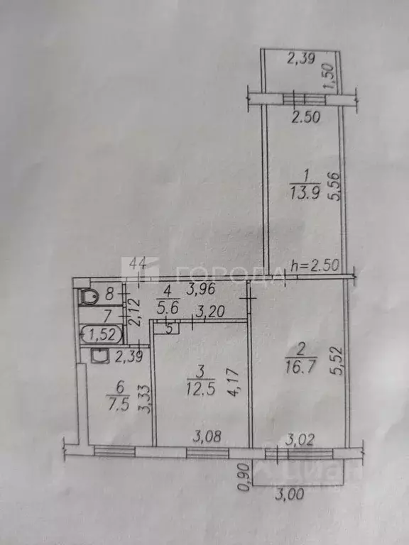 3-к кв. Кемеровская область, Новокузнецк просп. Запсибовцев, 8 (59.6 ... - Фото 2