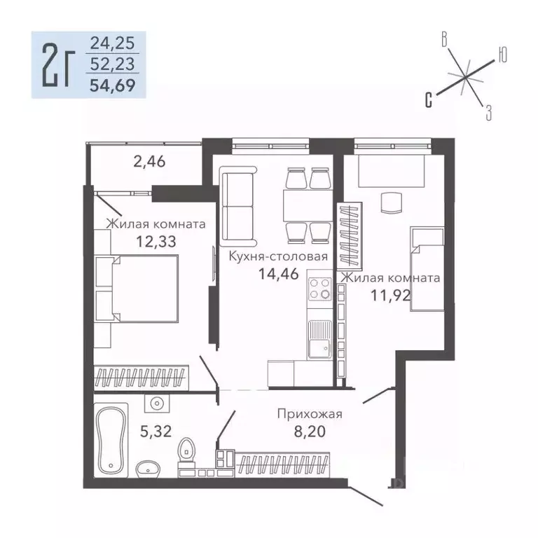2-к кв. Свердловская область, Верхняя Пышма Шишкин Арт жилой комплекс ... - Фото 1