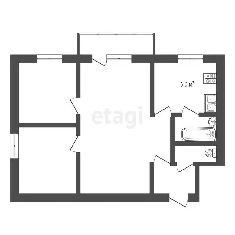 2-комнатная квартира: Комсомольск-на-Амуре, Октябрьский проспект, 46к3 ... - Фото 0