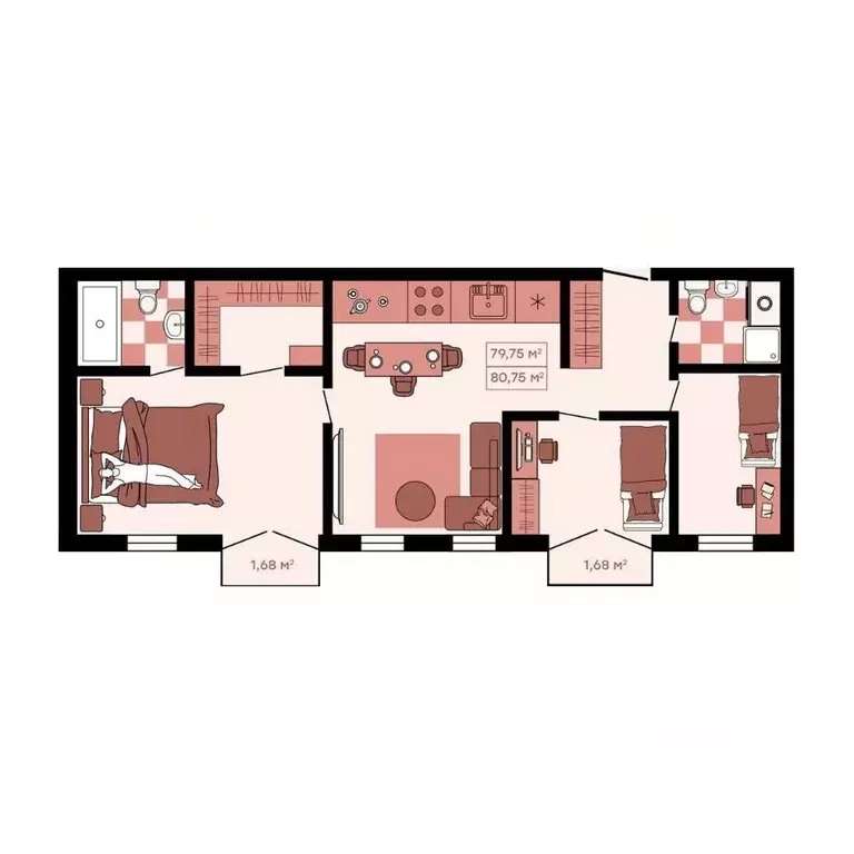 2-к кв. Приморский край, Владивосток Главная ул. (80.75 м) - Фото 1