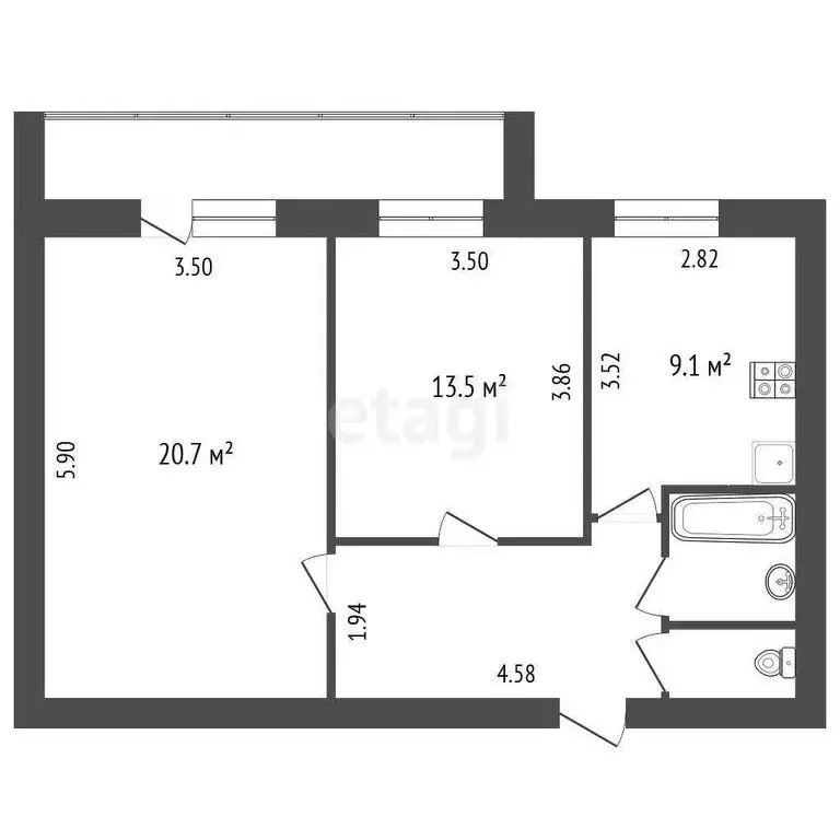 2-комнатная квартира: Разумное, улица 78-й Гвардейской Дивизии, 5 ... - Фото 1
