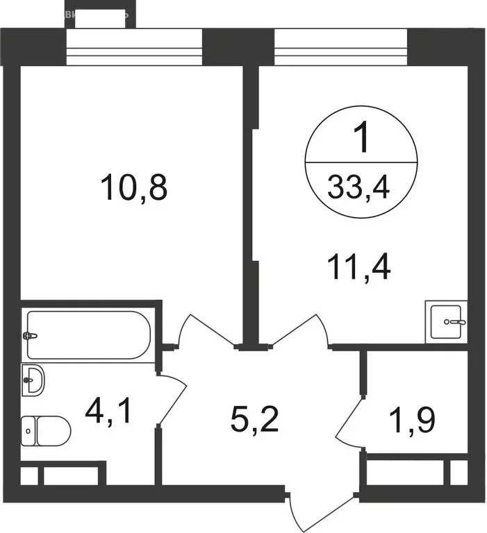 1-комнатная квартира: Московский, улица Лаптева, 9 (33.4 м) - Фото 0