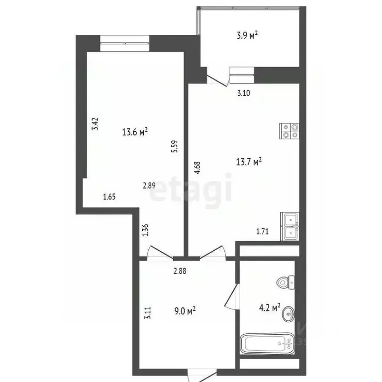 1-к кв. Тюменская область, Тюмень ул. Суходольская, 16 (42.8 м) - Фото 2