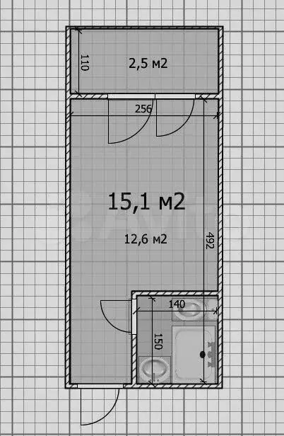 Квартира-студия, 15,2 м, 1/9 эт. - Фото 0