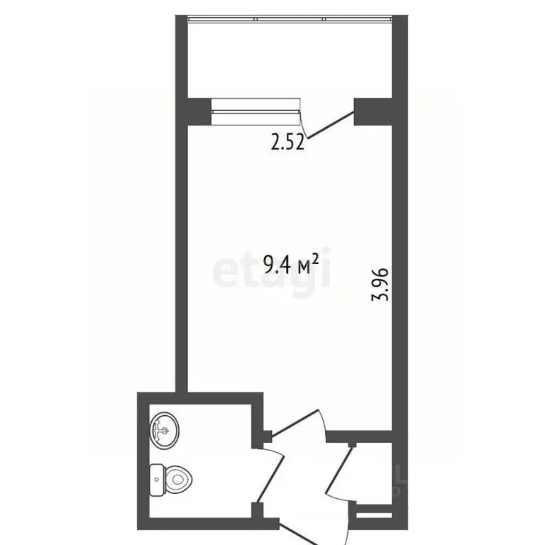 Студия Тюменская область, Тюмень ул. Мельникайте, 115 (12.8 м) - Фото 1